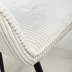 Set Of 2 Nova White Corduroy Dining Chairs With Black Metal Legs