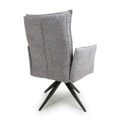 Set of 2 Aria Chenille Effect Light Grey Swivel Dining Chairs With Black Legs