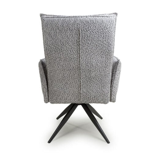 Set of 2 Aria Chenille Effect Light Grey Swivel Dining Chairs With Black Legs