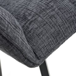 Set of 2 Briony Charcoal Dark Grey Weave Swivel Dining Chairs With Black Legs