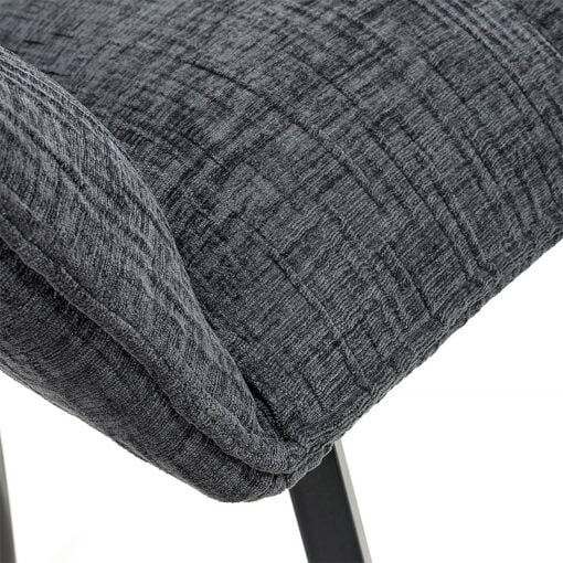 Set of 2 Briony Charcoal Dark Grey Weave Swivel Dining Chairs With Black Legs