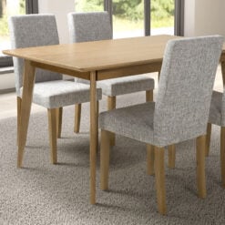 Set of 2 Brooke Linen Effect Grey Weave Dining Chair With Natural Wood Legs