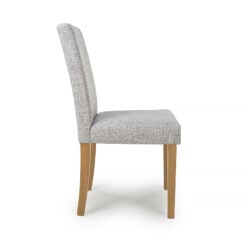 Set of 2 Brooke Linen Effect Grey Weave Dining Chair With Natural Wood Legs