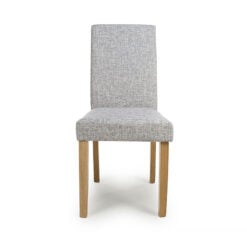 Set of 2 Brooke Linen Effect Grey Weave Dining Chair With Natural Wood Legs