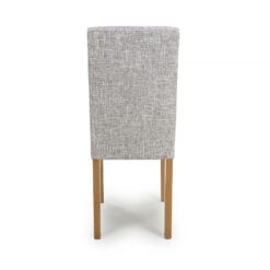 Set of 2 Brooke Linen Effect Grey Weave Dining Chair With Natural Wood Legs