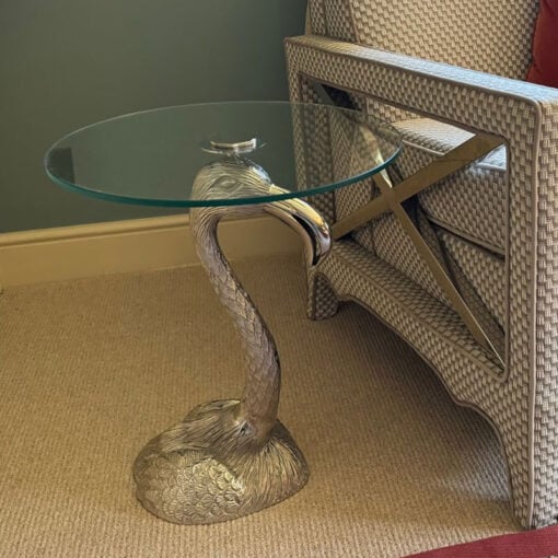 Silver Aluminium Metal Flamingo Bird Animal Side Table End Table 57cm