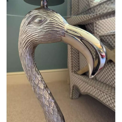 Silver Aluminium Metal Flamingo Bird Animal Side Table End Table 57cm