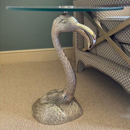 Silver Aluminium Metal Flamingo Bird Animal Side Table End Table 57cm