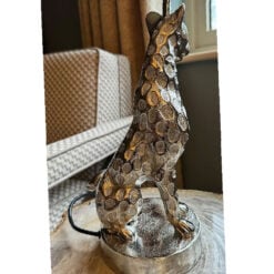 Silver Aluminium Metal Leopard Cat Quirky Animal Table Lamp 51cm