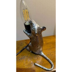 Silver Aluminium Metal Mouse Rat Hamster Quirky Animal Table Lamp 19cm