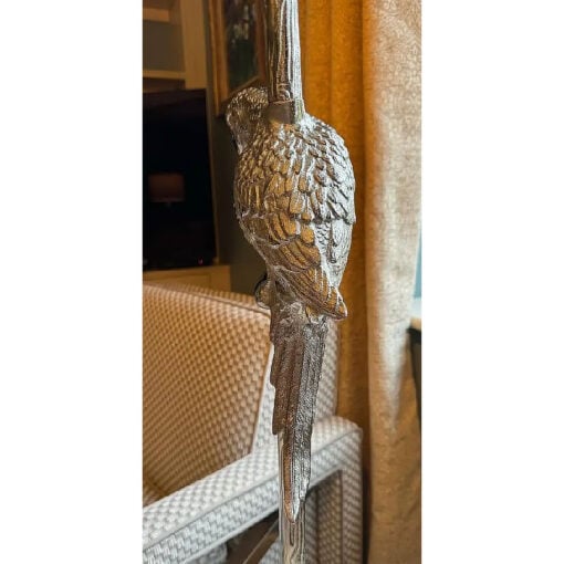 Silver Aluminium Metal Parrot Bird Quirky Animal Table Lamp 59cm