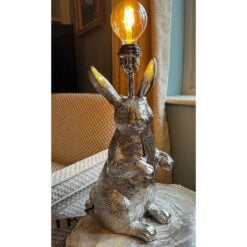 Silver Aluminium Metal Rabbit Hare Bunny Quirky Animal Table Lamp 54cm