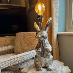 Silver Aluminium Metal Rabbit Hare Bunny Quirky Animal Table Lamp 54cm