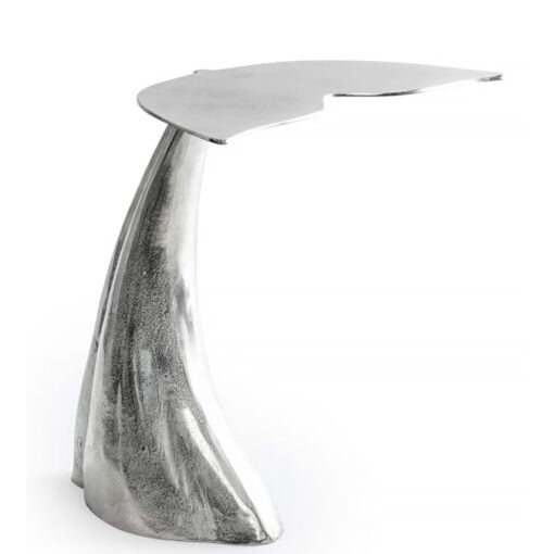 Silver Aluminium Metal Whale Tail Fin Animal Side Table End Table 55cm