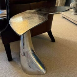 Silver Aluminium Metal Whale Tail Fin Animal Side Table End Table 56cm