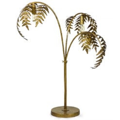 Antique Gold Metal 3 Light Floral Palm Leaf Large Table Lamp 80cm