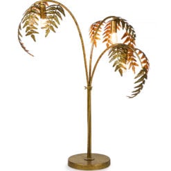 Antique Gold Metal 3 Light Floral Palm Leaf Large Table Lamp 80cm