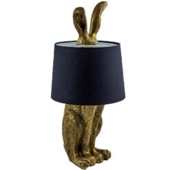 Antique Gold Resin Bunny Rabbit Large Animal Table Lamp 77cm With Black Shade