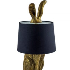 Antique Gold Resin Bunny Rabbit Large Animal Table Lamp 77cm With Black Shade