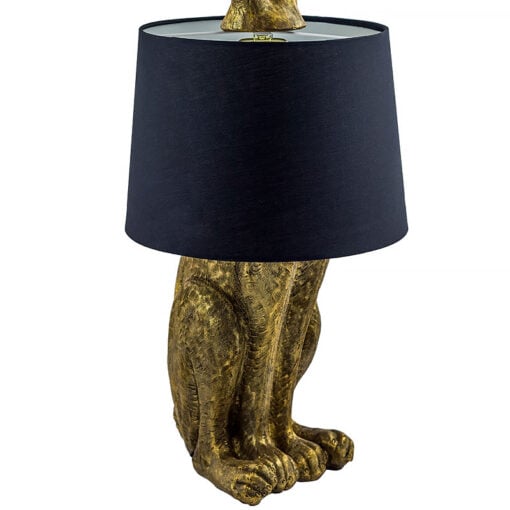 Antique Gold Resin Bunny Rabbit Large Animal Table Lamp 77cm With Black Shade