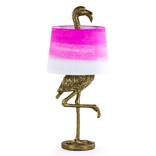 Antique Gold Resin Flamingo Bird Large Animal Table Lamp 81cm With Pink Shade