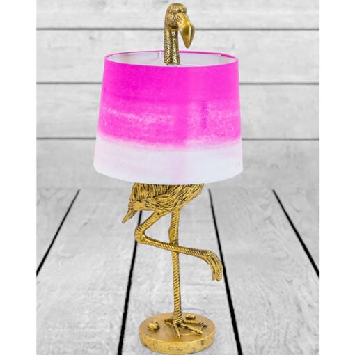 Antique Gold Resin Flamingo Bird Large Animal Table Lamp 81cm With Pink Shade