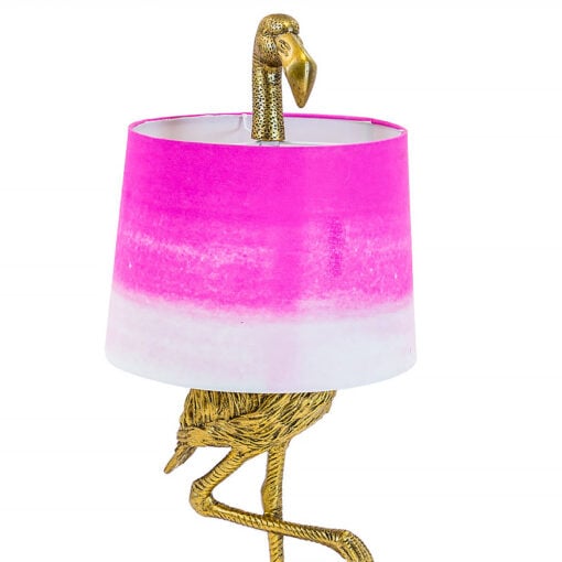 Antique Gold Resin Flamingo Bird Large Animal Table Lamp 81cm With Pink Shade