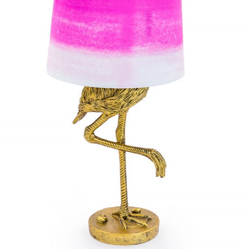 Antique Gold Resin Flamingo Bird Large Animal Table Lamp 81cm With Pink Shade