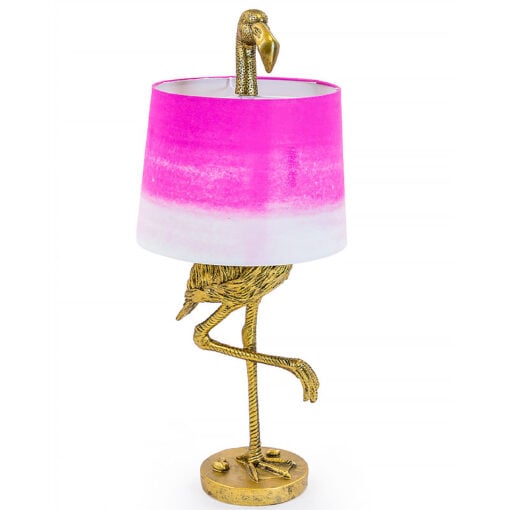 Antique Gold Resin Flamingo Bird Large Animal Table Lamp 81cm With Pink Shade