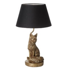 Antique Gold Resin Fox Quirky Animal Table Lamp With Black Shade 53cm