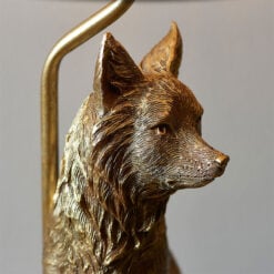 Antique Gold Resin Fox Quirky Animal Table Lamp With Black Shade 53cm