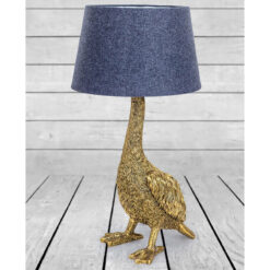 Antique Gold Resin Goose Duck Bird Animal Table Lamp 65cm With Grey Shade