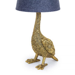 Antique Gold Resin Goose Duck Bird Animal Table Lamp 65cm With Grey Shade