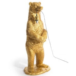 Antique Gold Resin Standing Bear Quirky Animal Floor Lamp 98cm