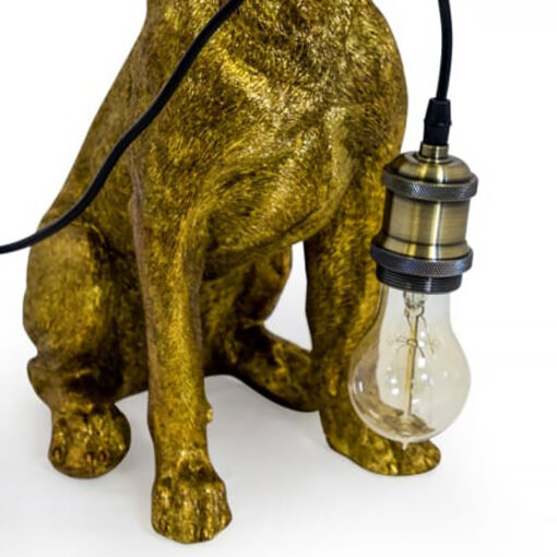 Antique Gold Sitting Boxer Bog Quirky Animal Table Lamp 43cm