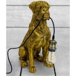 Antique Gold Sitting Boxer Bog Quirky Animal Table Lamp 43cm