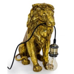 Antique Gold Sitting Lion Quirky Animal Table Lamp 35cm