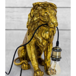 Antique Gold Sitting Lion Quirky Animal Table Lamp 35cm