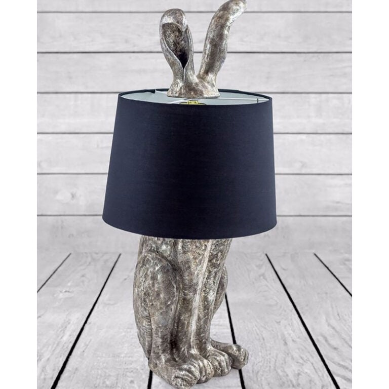 Antique Silver Resin Bunny Rabbit Large Animal Table Lamp 77cm With ...