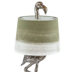 Antique Silver Resin Flamingo Bird Large Animal Table Lamp 81cm With Sage Shade