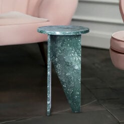 Art Deco Boho Green Solid Marble Side Table End Table 51cm