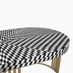 Boho Black And White Pattern Bone Inlay And Gold Metal Coffee Table 120cm