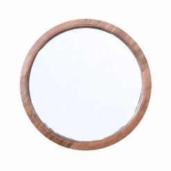 Boho Country Rustic Round Brown Solid Mango Wood Wall Mirror 46cm