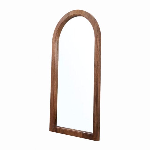 Boho Rustic Country Arched Brown Solid Mango Wood Wall Mirror 140cm