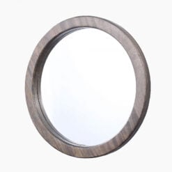 Boho Rustic Country Round Brown Grey Solid Mango Wood Wall Mirror 60cm