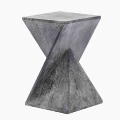 Boho Rustic Z Shaped Grey Solid Mango Wood Side Table End Table