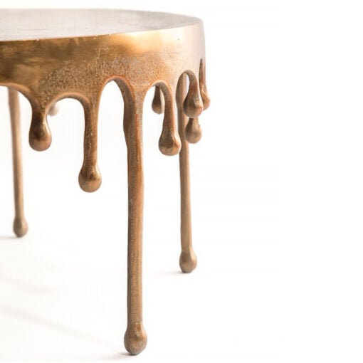 Dali Antique Gold Metal Abstract Drip Coffee Table