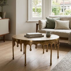 Dali Antique Gold Metal Abstract Drip Coffee Table