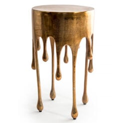 Dali Antique Gold Metal Abstract Drip Side Table End Table