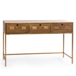 Industrial Antique Gold Locker Style 3 Door Slim Console Table Hallway Table